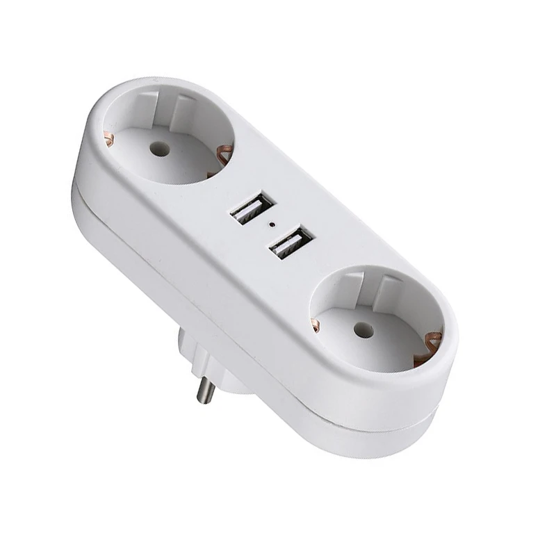 1 to 2 Fath USB Socket Converter 2 USB German DE Standard Russia Plug Power Outl
