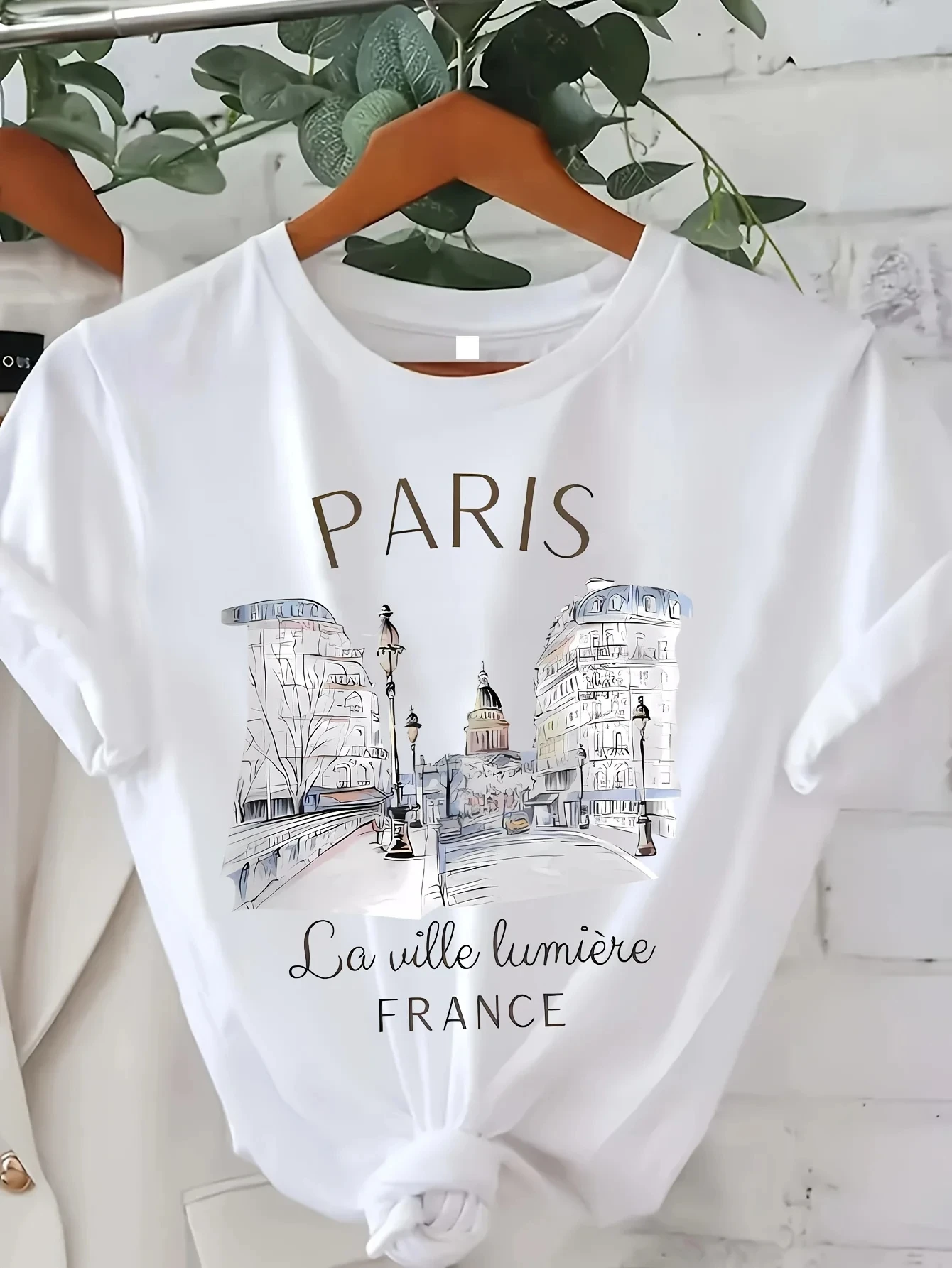 Women Print T-shirt Girl Short Sleeve Crew Neck Casual Top for Summer & Spring, 