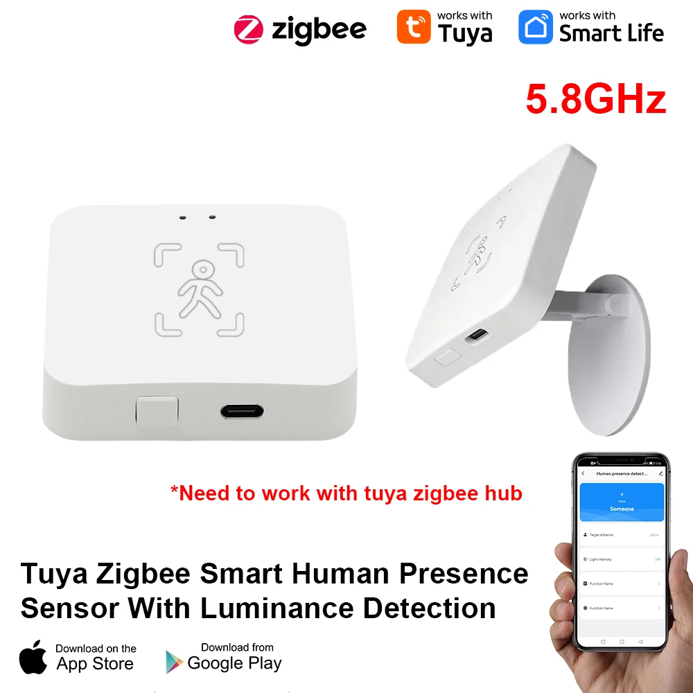 Tuya Zigbee Human Presence Detector Smart Life MmWave Radar Pir Motion Sensor wi