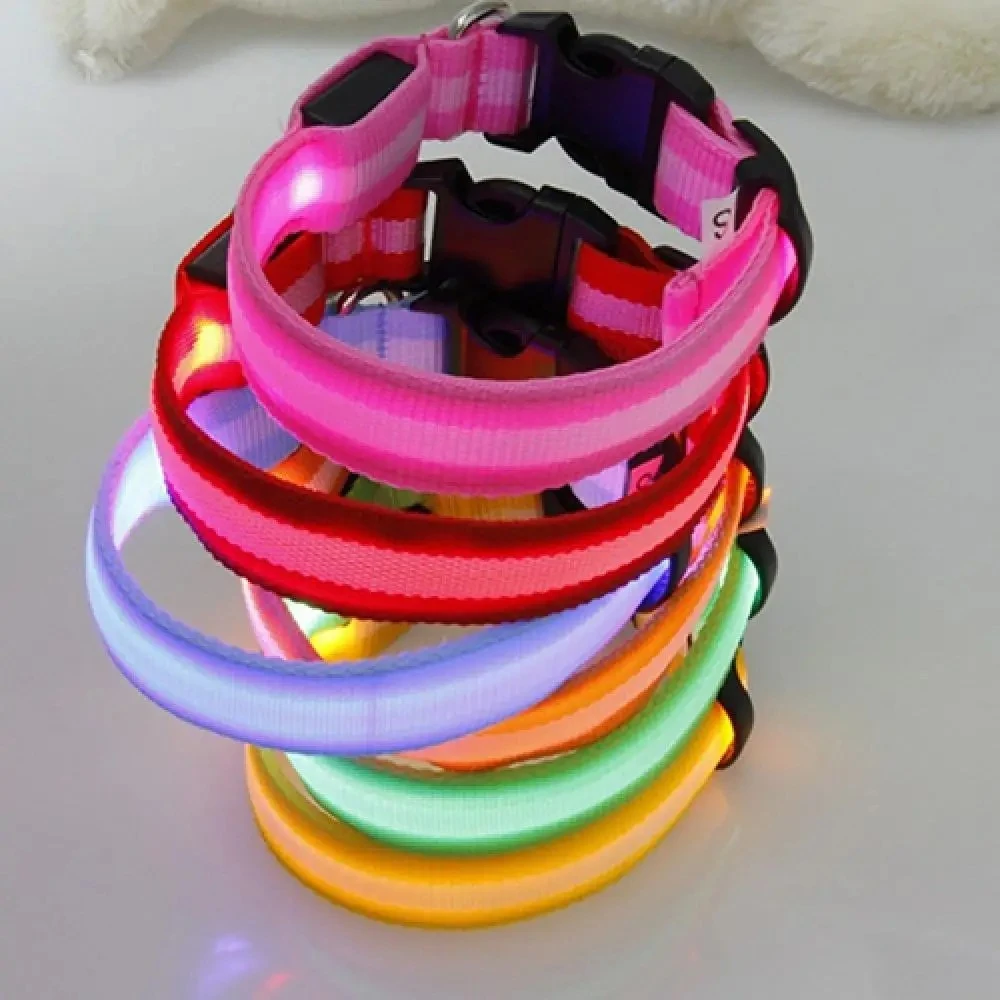 Puppy Dog Cat Night Safety Flashing Luminous LED Light Pet Collar Led Dog Collar Light Anti-lost Collar For Dogs Dogs Accessorie