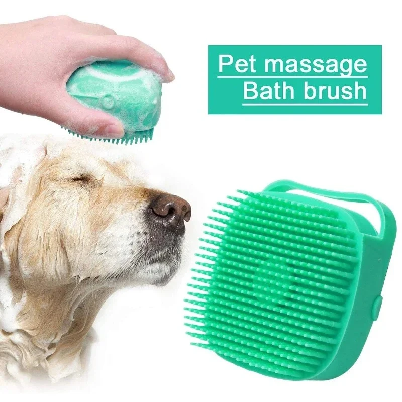 Cat Massage Comb Pet Dog Shampoo Brush 2.7oz 80ml Grooming Scrubber for Bathing Short Hair Soft Silicone Rubber