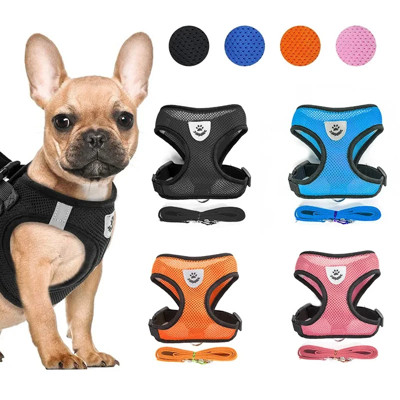Nylon Breathable Mesh Dog Harness and Leash Set Dog Cat Vest Harness for Small Dogs Kitten Cat Accessories Pet Supplies