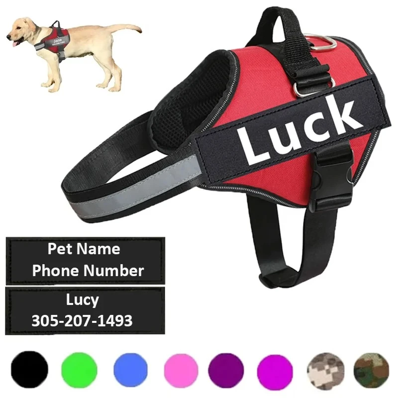 Dropshipping Personalized Dog Harness Reflective Adjustable Dog Harness For small Medium large Dog Harness Vest Training Walking
