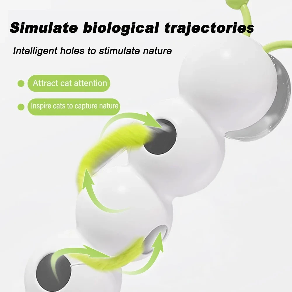 Intelligent Interactive Cat Stick with Feather Prey Tail Suitable for Automatic Swing Mobile wake-up Intelligent Sensing Cat Toy