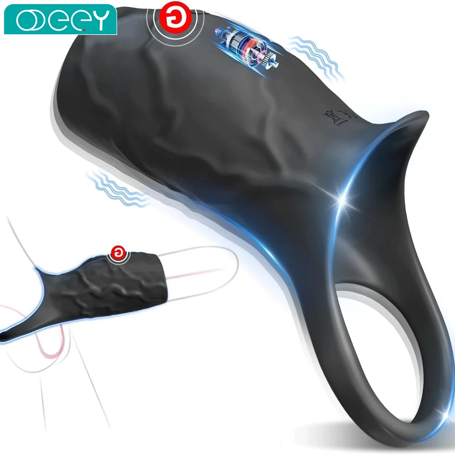 Vibrating Penis Sleeve Cock Ring Penis Ring Vibrator Penis Extender G Spot Stimulation Male Couples Adult Sex Toys for Men