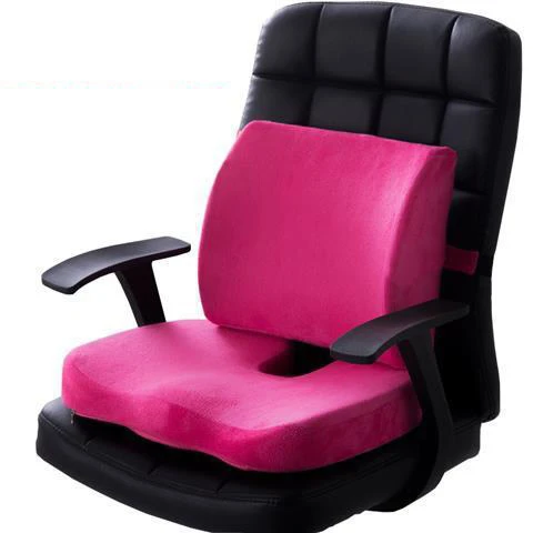 2 In 1 Bamboo Fiber Memory Foam Seat, Cushion Back Cushion Slow Rebound Waist Support Set ideal for Home Office Health Care Chair Pad