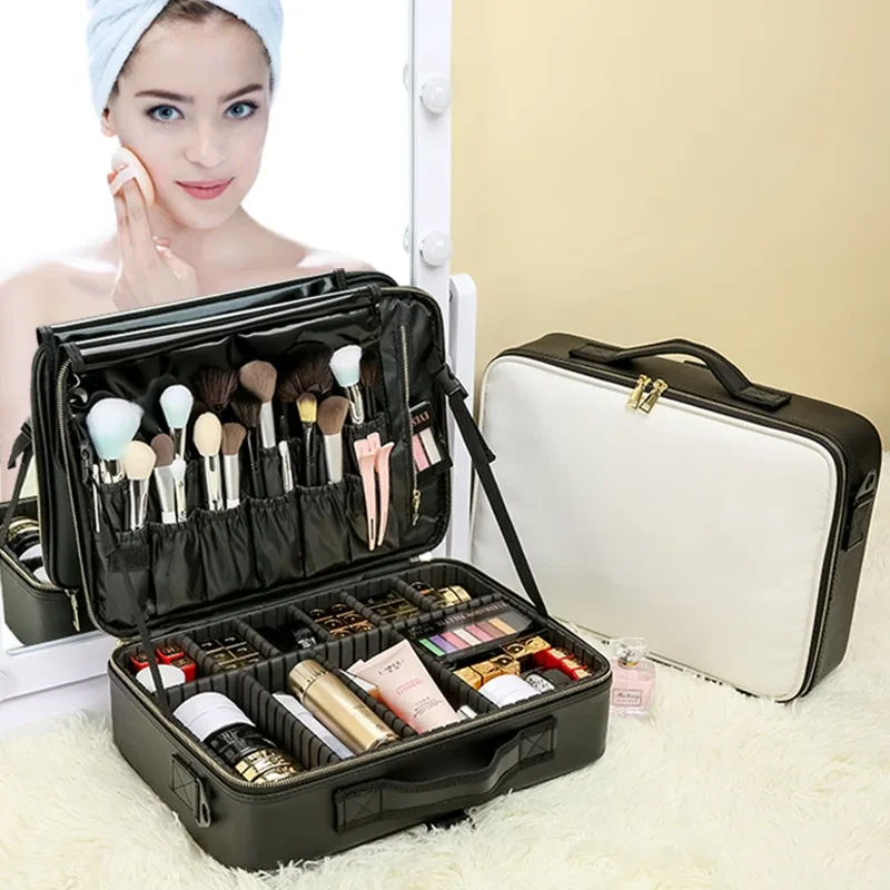 Portable Large Capacity Travel Makeup Bag Handheld Embroidery Cosmetic Bag Fashionable Ins Style Beauty Accessories