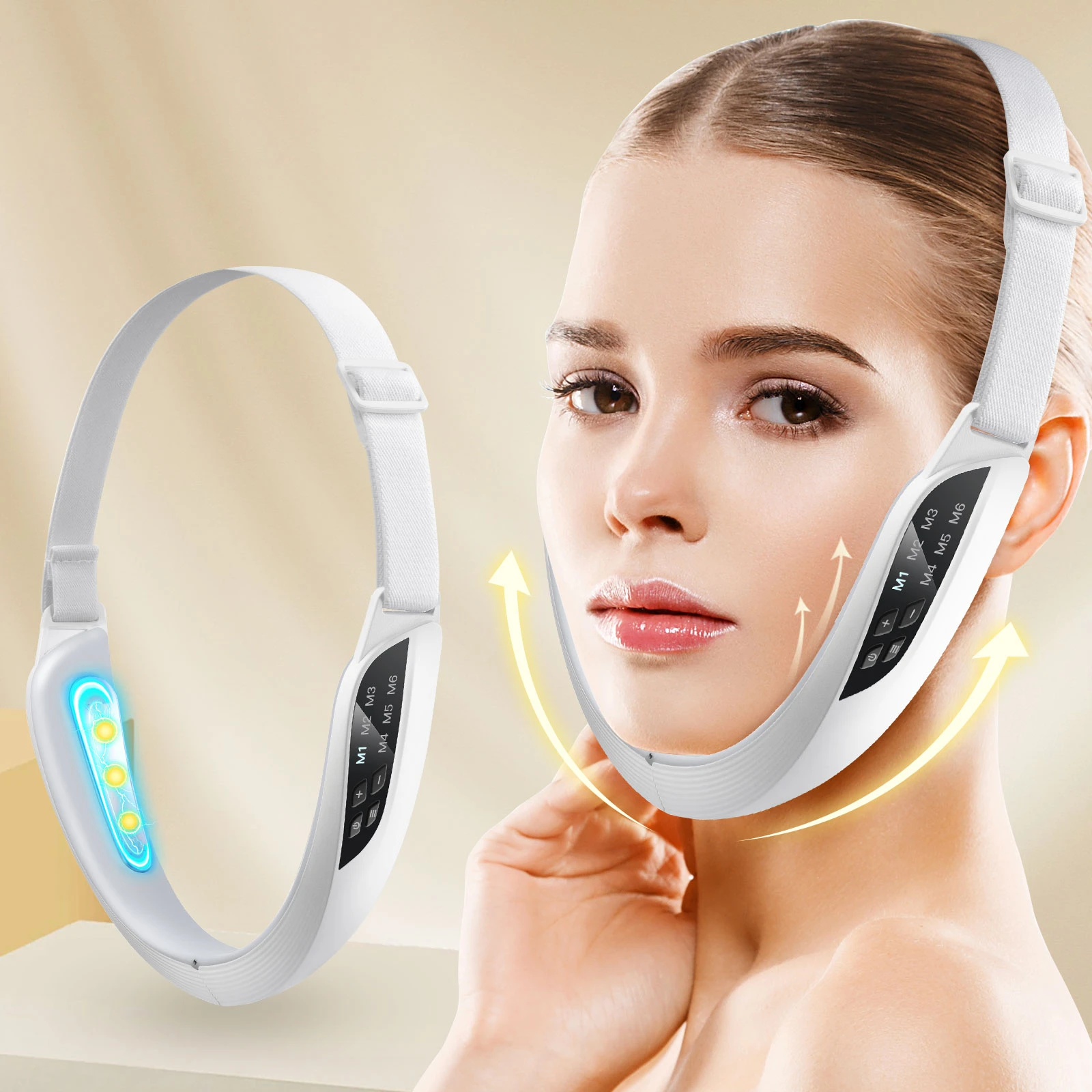 Electric V Face Lifting Beauty Device 6 Modes 8 Levels EMS Micro-current Firming Facial Massager Double Chin Removal Skin Care