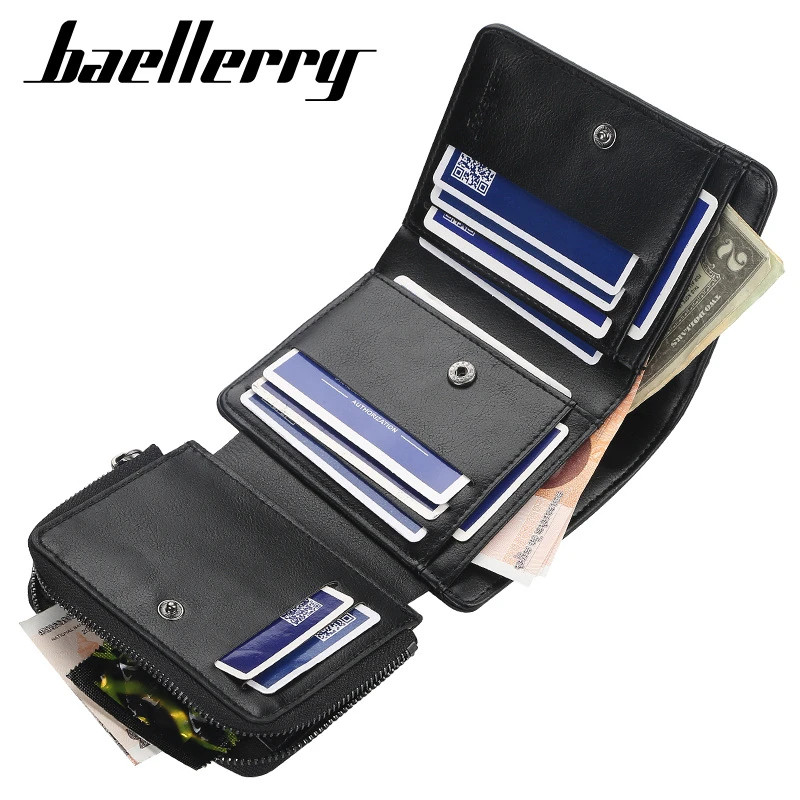 Men Leather Wallets, High Quality Zipper Short Desigh Card Holder Male Purse Vintage Coin Holder Men Wallets