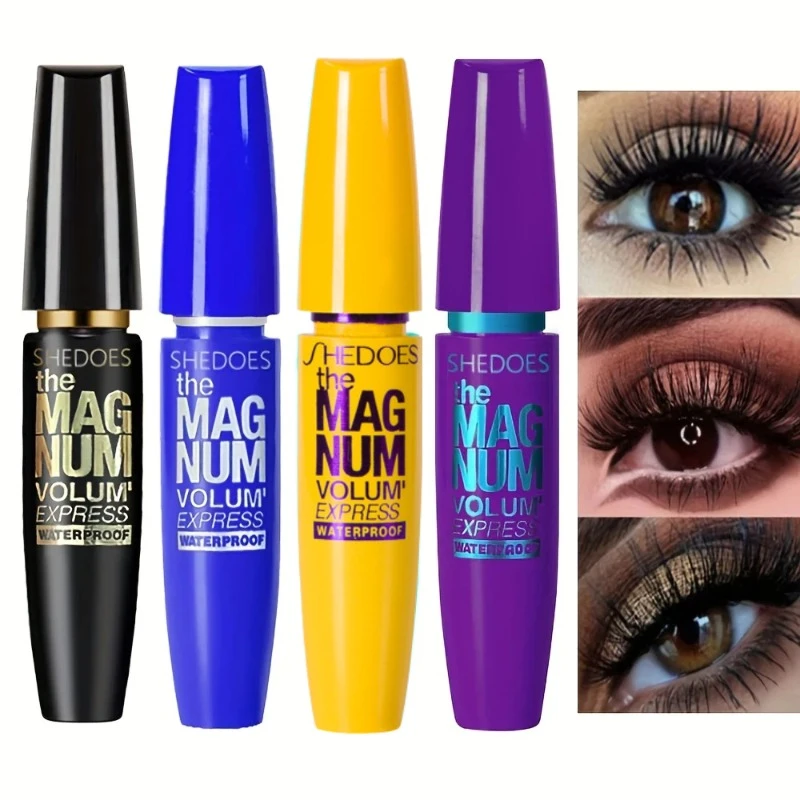 4D Black Mascara for Thick Long Voluminous Lashes Waterproof Fiber Mascara with Lengthening Curling Effect
