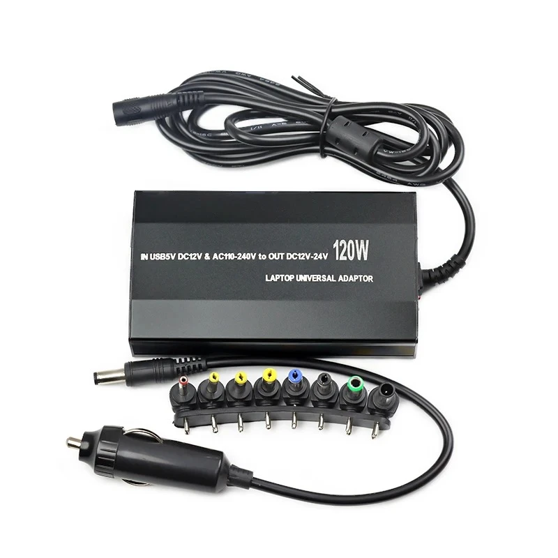 Adjustable 120W 220v 110v to 12V 15V 16V 18V 19V 20V 22V 24V Car Charger Universal AC DC Power Adapter Supply Usb Notebook