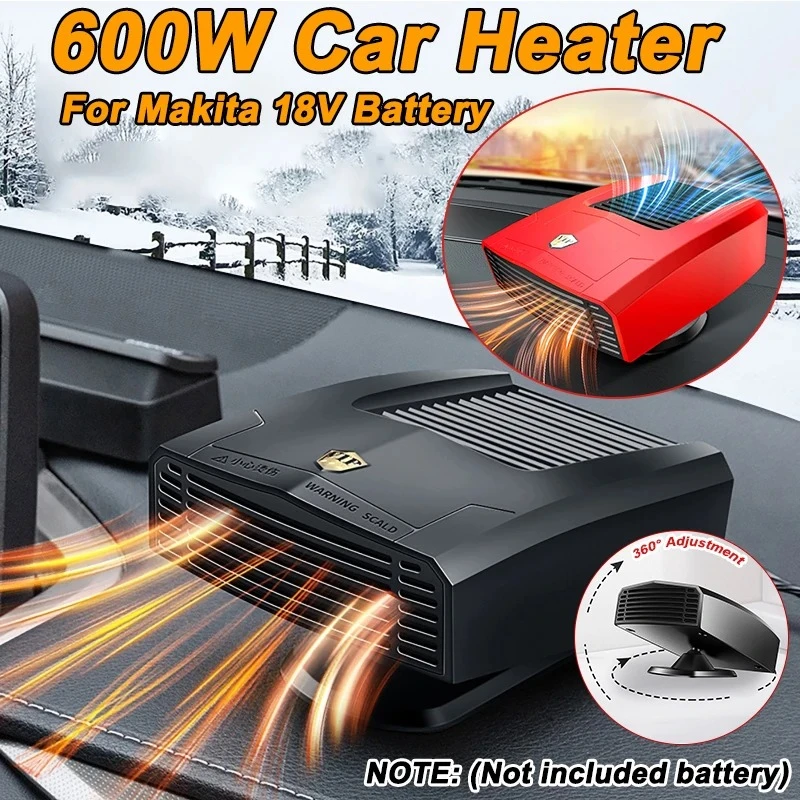 Universal Car Electric Heater Cooling Fan 600W Truck Fast Heating Windshield Defroster Quick Demister For Makita 18V Battery