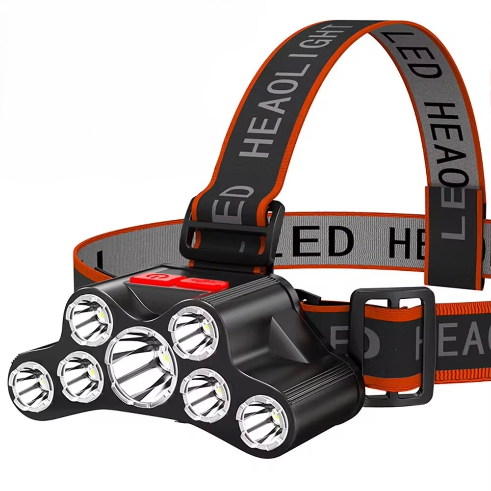 Portable 7 LED Headlamp USB Rechargeable Head Flashlight Waterproof Outdoor Night Working Camping Fishing Emergency Headlights