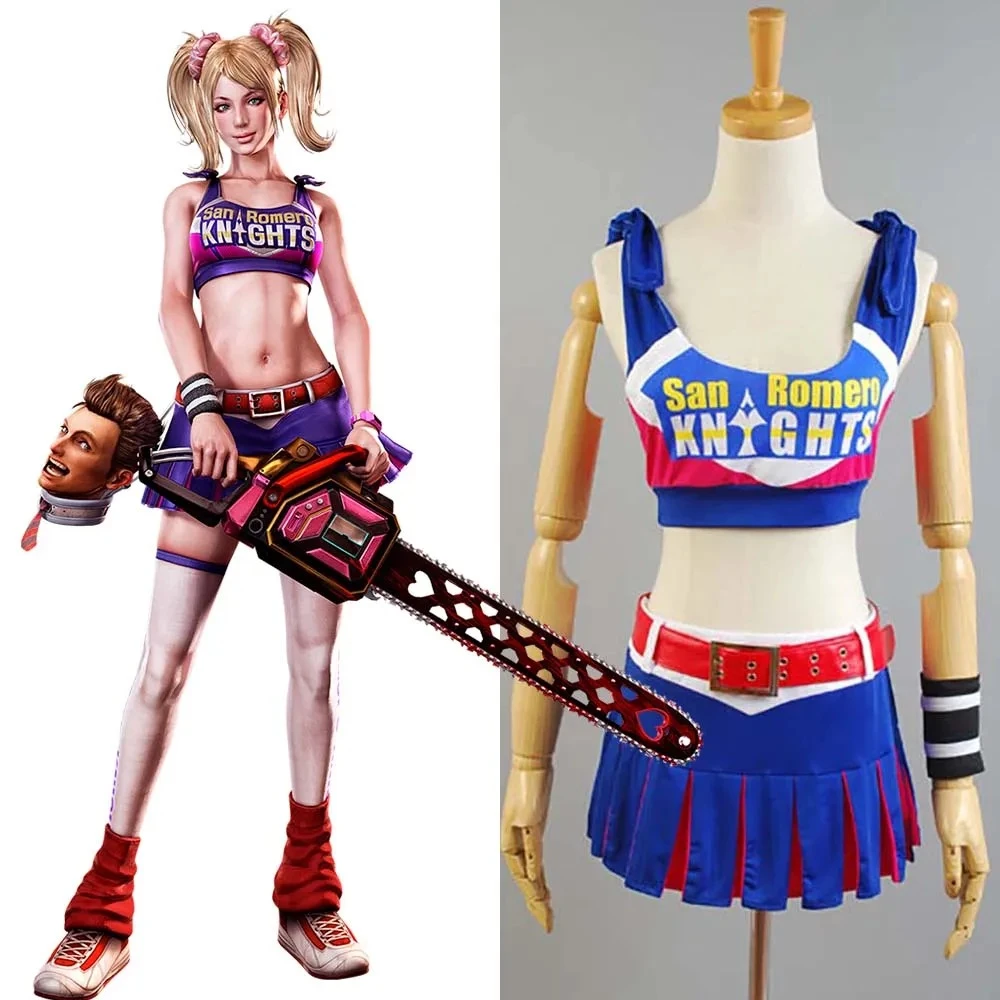 New Lollipop Chainsaw Costume Juliet Starling Cosplay Costume Halloween Carnival Whole Suit Cos Accessories Adult Women