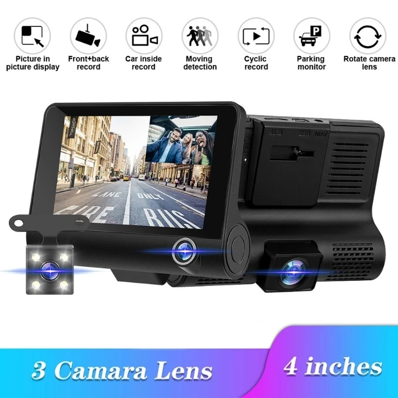 Car DVR 2 Cameras Full High-Definition 1080P Video Recorder Auto Registrator LCD-Screen View Camera Loop Recording