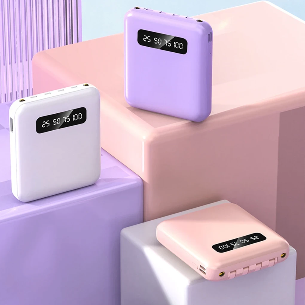20000mAh 4-in-1 Power Bank Fast Charging With 4 Cable Mobile External Portable Battery Charger For iPhone Samsung