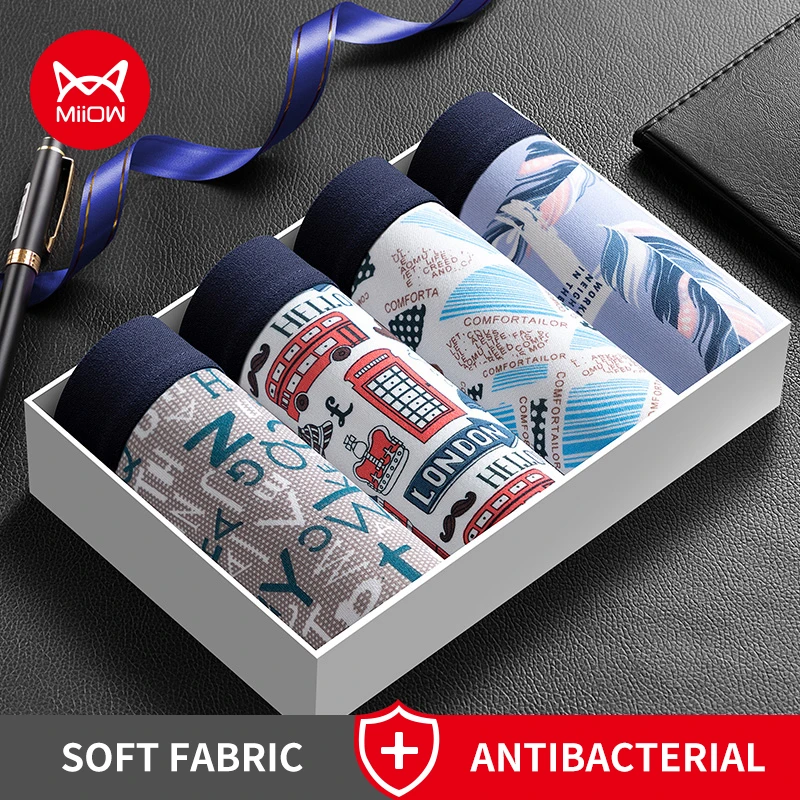 4Pcs Man Underwear Boxers Men's Panties Breathable Polyester Innerwear Sexy Men Underpants Boxershorts Antibacterial