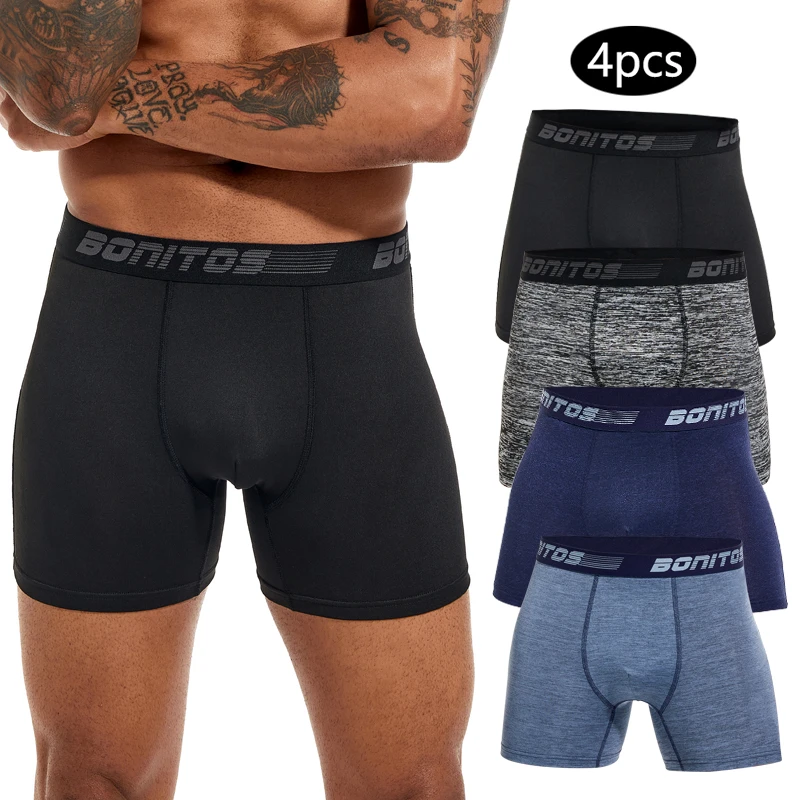 4pcs Men's Panties Sexy Underpants Mens Polyester Boxer Short Brand Underwear For Man Boxers Breathable Trunks M-XXXXL