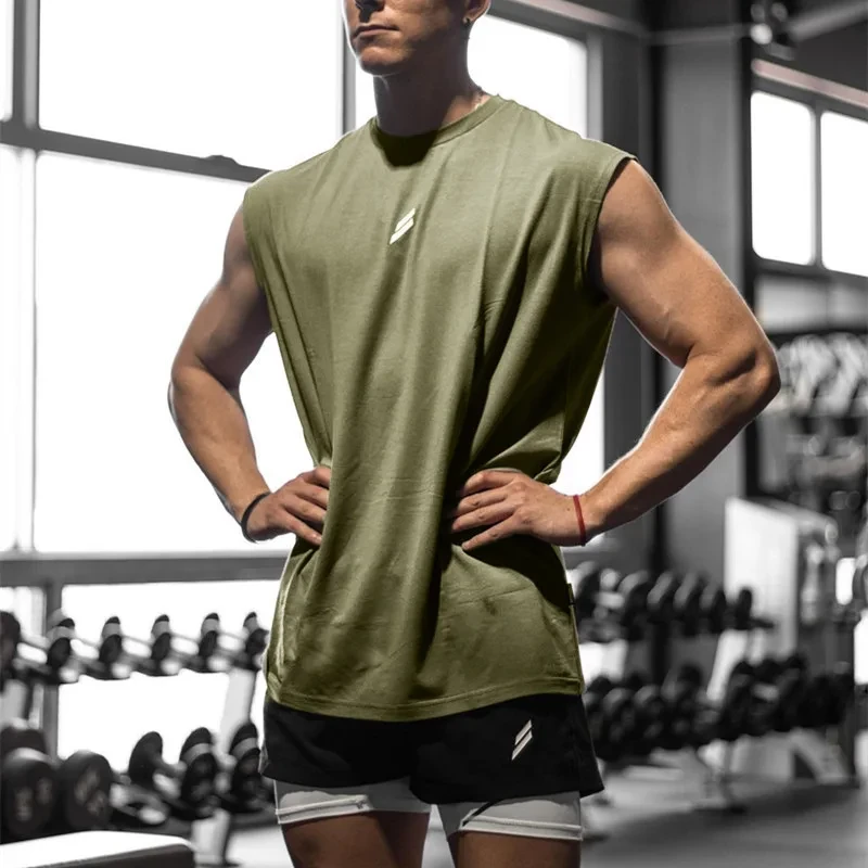 Summer Fitness Sports Tank Top Men's Breathable Loose Mesh Training Sleeveless T-shirt Quick Drying vest male Fitness Clothing