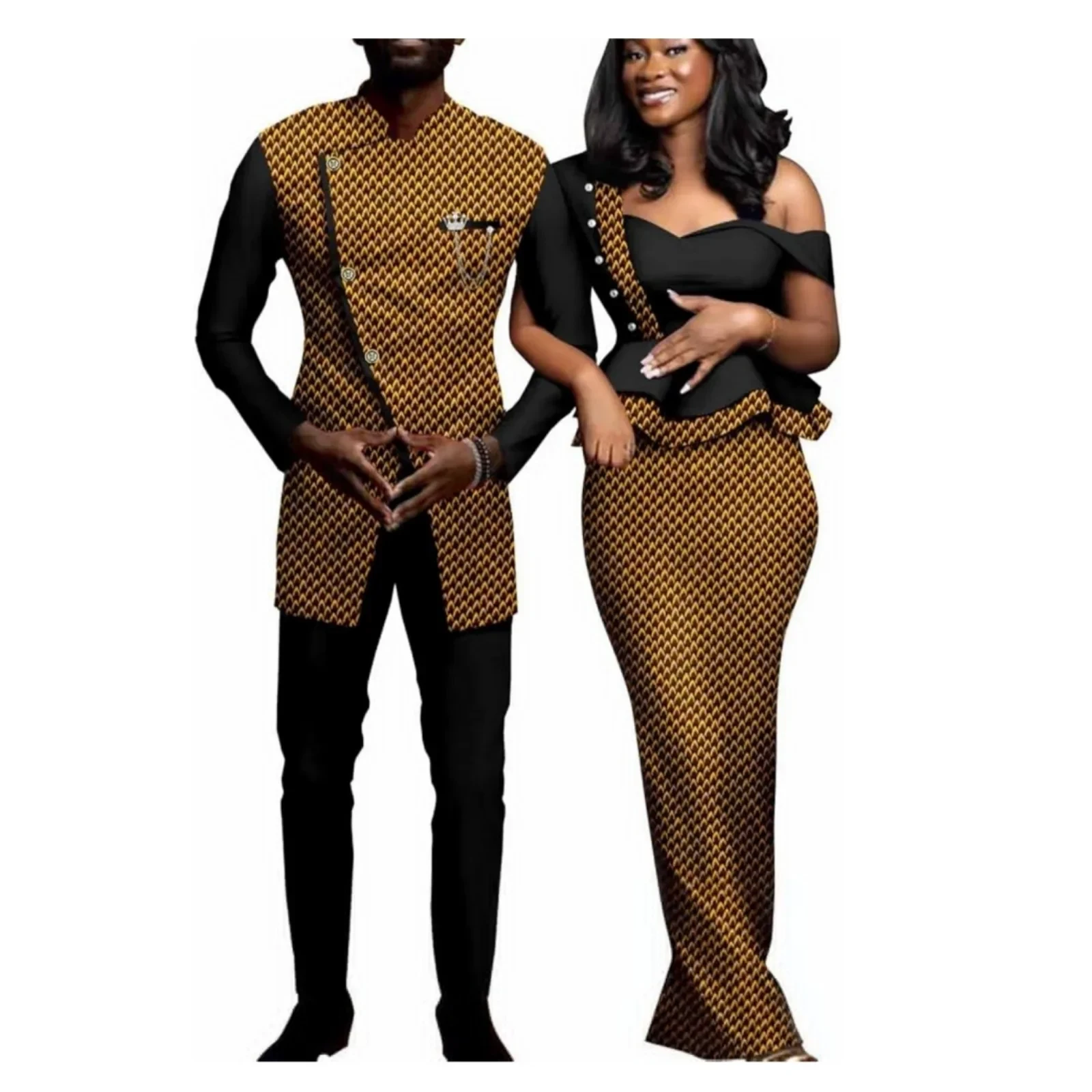 African Dresses for Women Matching Couple Outfits Men Jackets Coats and Pants Sets Dashiki Men Suits Outwear for Wedding Y23C008