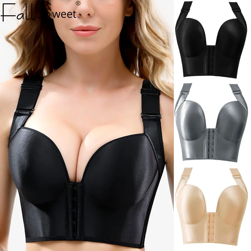 FallSweet Front Closure Push Up Bra for Woman Plus Size Bra Wirefree Full Back Coverage Brassiere Hides Back Fat Female Lingerie