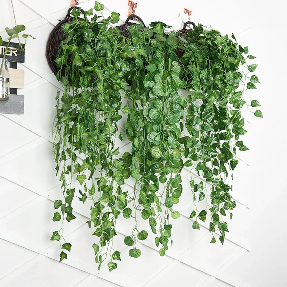 Artificial Plants Vines Wall Hanging Simulation Creeper Wall Hanging Indoor Green Plant Wall Decoration Fake Flower Rattan Plant