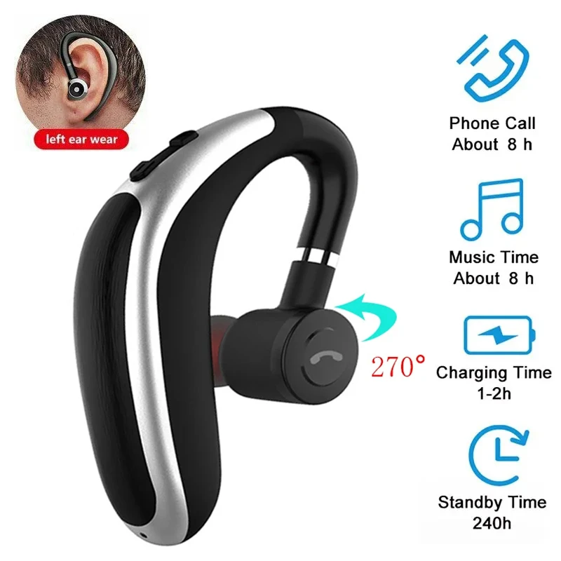 Wireless Business Headphone K20 Single Ear Dual Microphone Bluetooth V5.0 Earphone Noise Canceling Headset for Driver Car Call