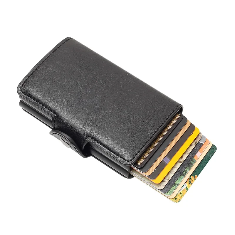 Carbon Fiber Credit Card Holder Mens Double Anti Rfid Bank Cardholder Case Wallet Metal Business Bank Minimalist Wallet Gift