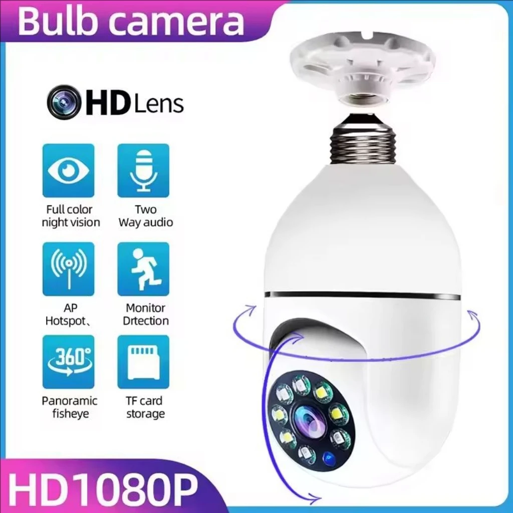 Bulb E27 Surveillance Camera Full Color Night Vision Automatic Human Tracking Zoom Indoor Security Monitor Wifi Miini IP Camera