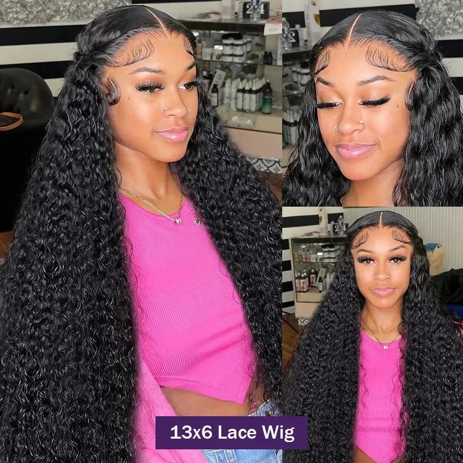 40inch Curly 13x6 HD Transparent Lace Front Human Hair Wigs Pre plucked 200 density Water Curly Deep Wave Lace Frontal Wigs
