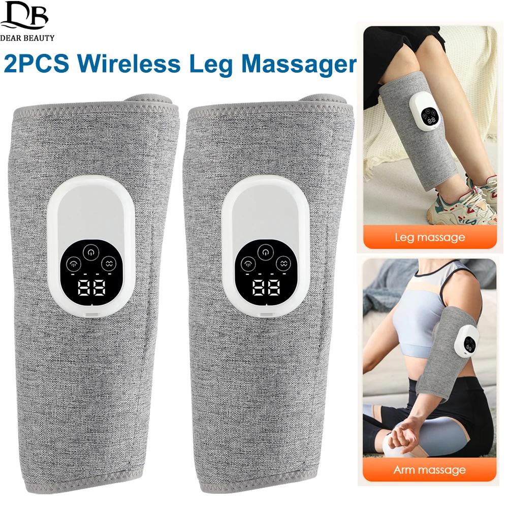 2PCS Air Pressure Calf Massager Pressotherapy Hot Compress Therapy Wireless Elec