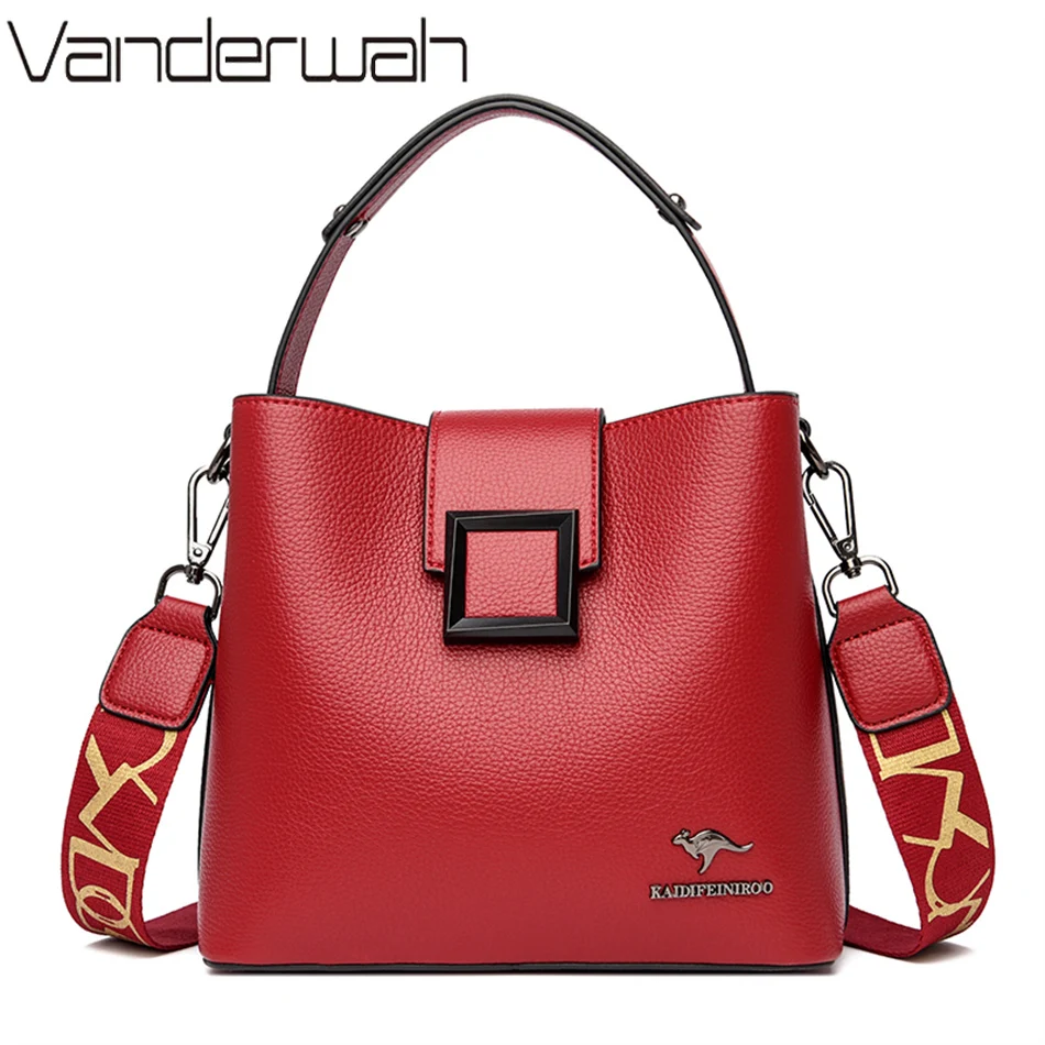 3 Layers Casual Mini Handbag Soft Leather Shoulder Bags for Women Luxury Ladies 