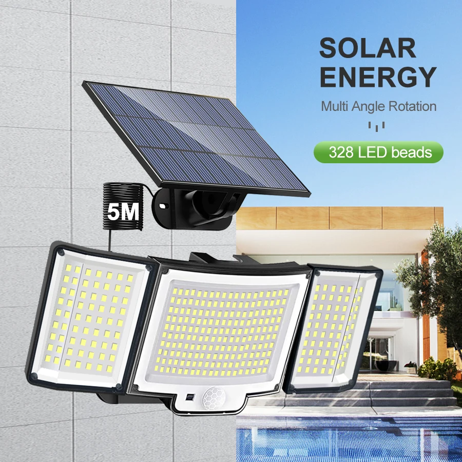 348LED Solar lamp outdoor security light with motion sensor waterproof 126/328LE