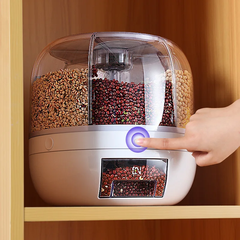 360 Degree Rotating Rice Dispenser Sealed Dry Cereal Grain Bucket Dispenser Mois
