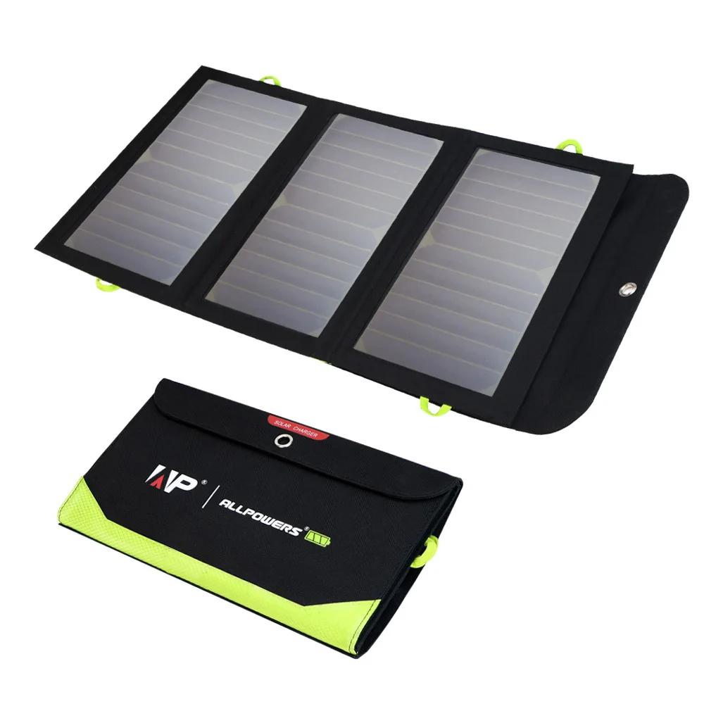 ALLPOWERS Solar Panel 5V 21W Built-in 10000mAh Battery Portable Solar Charger Wa