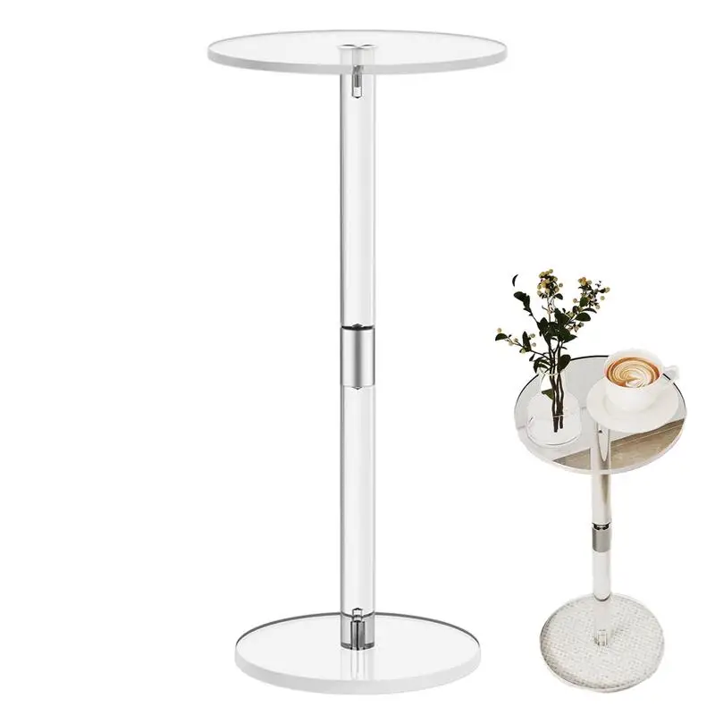 Acrylic Drink Table Clear Small Round End Table for Drinks Coffee table Living R