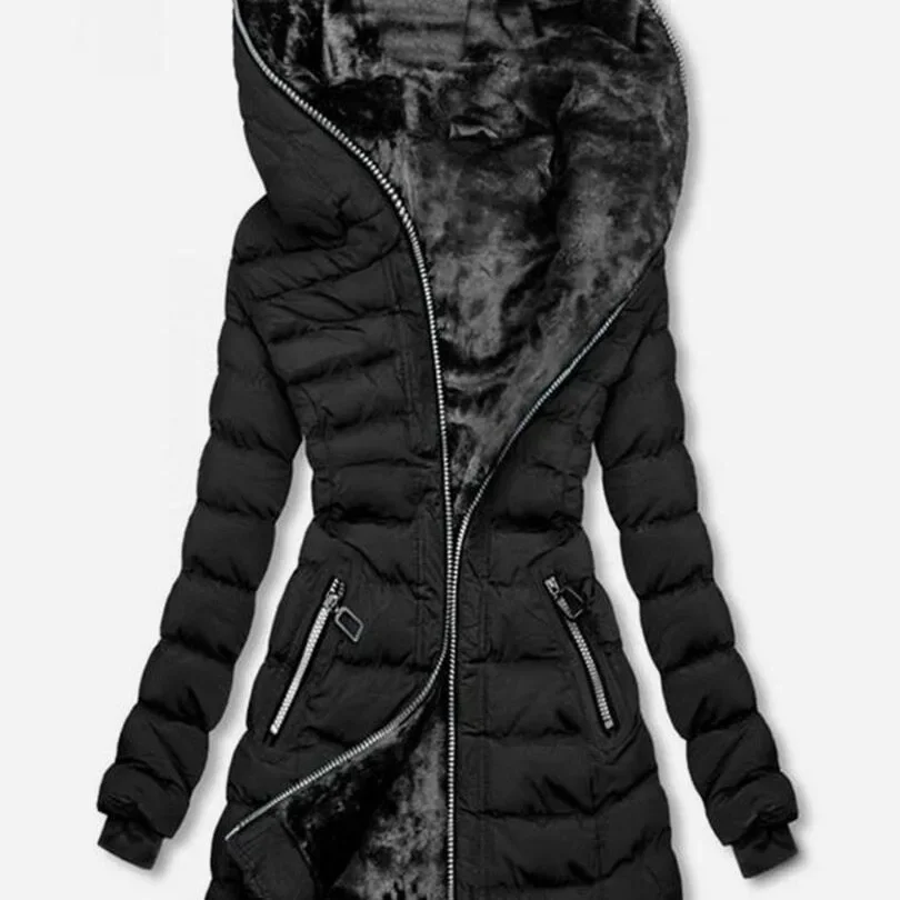 Best Selling Women's Hooded Long Sleeve Warm Fleece-lined Cotton Jacket Medium-l