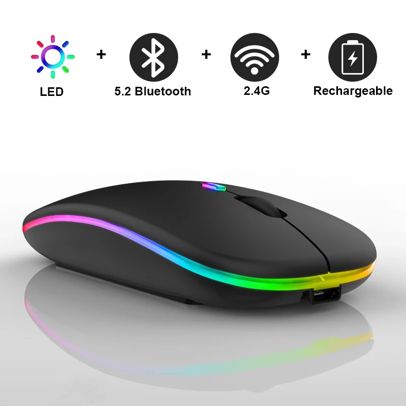 Bluetooth Wireless With USB Rechargeable RGB Mouse BT5.2 For Laptop Computer PC 