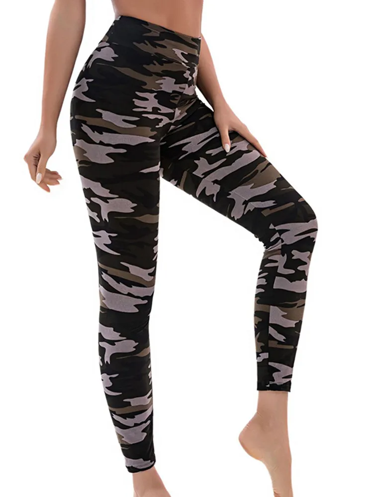 CUHAKCI Camouflage Printed Women Leggings Fitness Leggins Gym High Elastic Skinn