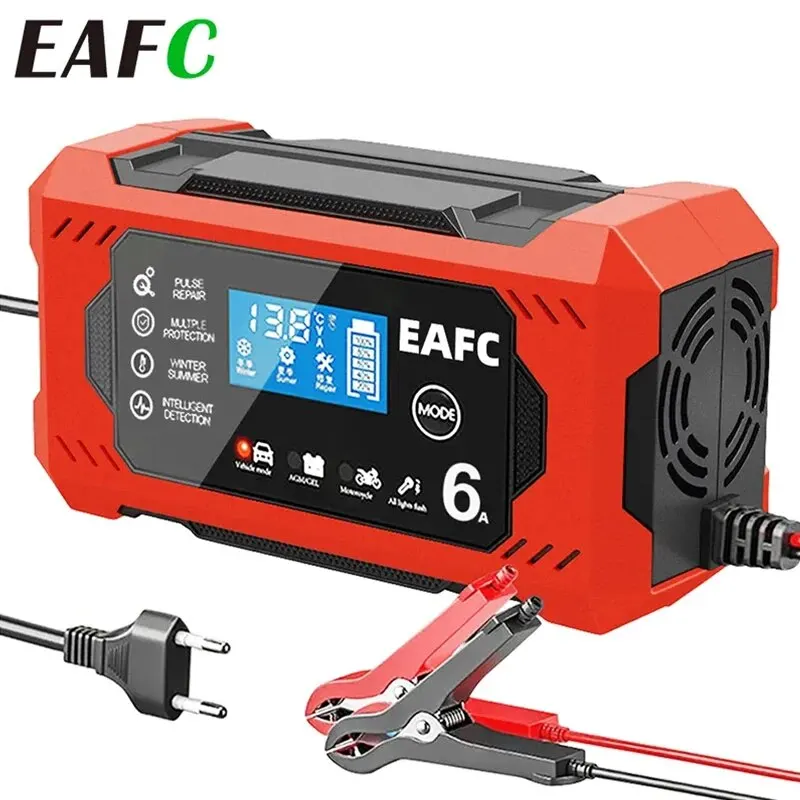 Car Battery Charger 6A 12V Car and Motorcycle Battery Charging Device Lead-acid