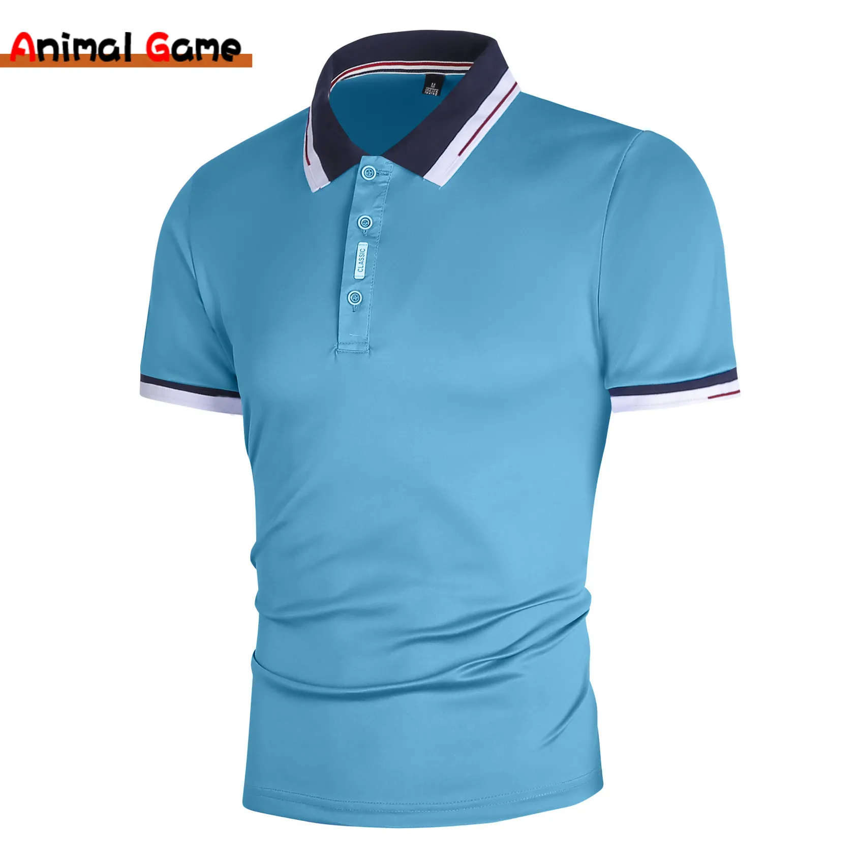 Dropshipping New Polo Shirt Men Solid Casual Cotton Polo Giraffe Men Slim Fit Em