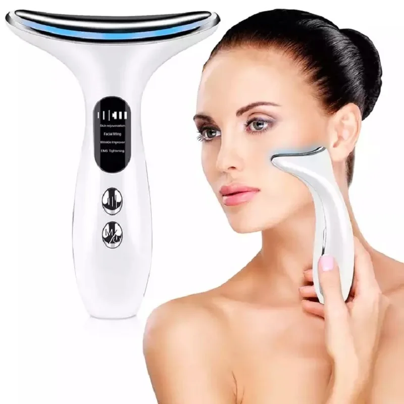 EMS Microcurrent Face Neck Beauty Device LED Photon Firming Rejuvenating Anti Wr
