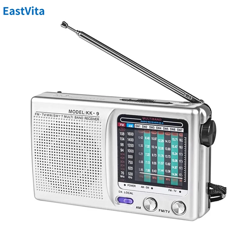 KK9 SW AM FM Weather Radio Portable Pocket Radio Bluetooth Rechargeable Mini Rad