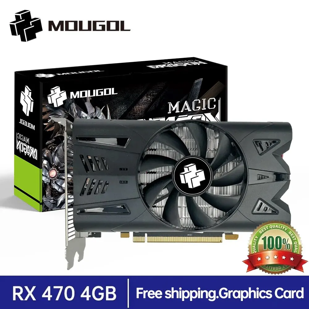 MOUGOL Graphics Card AMD GPU Radeon RX 470 4G GDDR5 256Bit 14nm Computer PC RX47