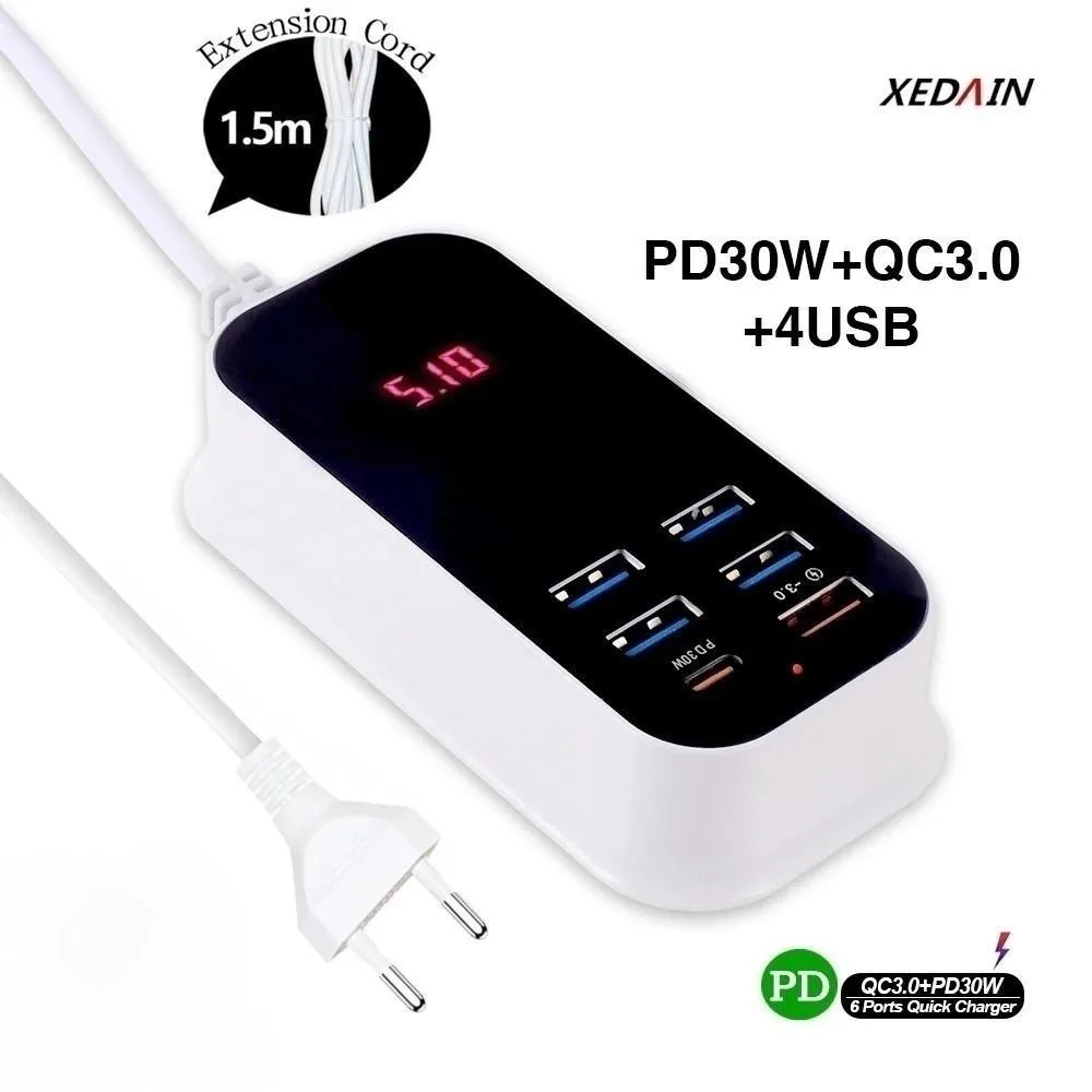 Multiple USB Charger PD 30W Type C Fast Charger Quick Wall Chargers Power Adapte