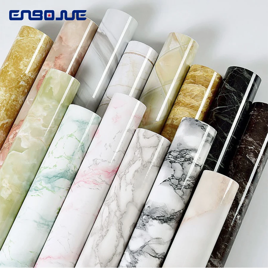 PVC Self Adhesive Wallpaper Marble Stickers Waterproof Heat Resistant Kitchen Co