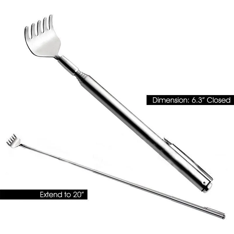 Practical Telescopic Pocket Scratching Massage Kit Stainless Steel Scratcher Han