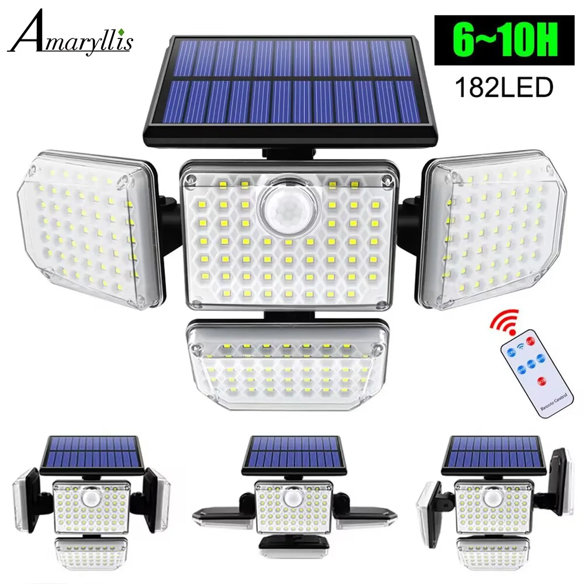 Solar Outdoor Light 182/112 LED Solar Security Flood Lighting with 3 Modes Adjus