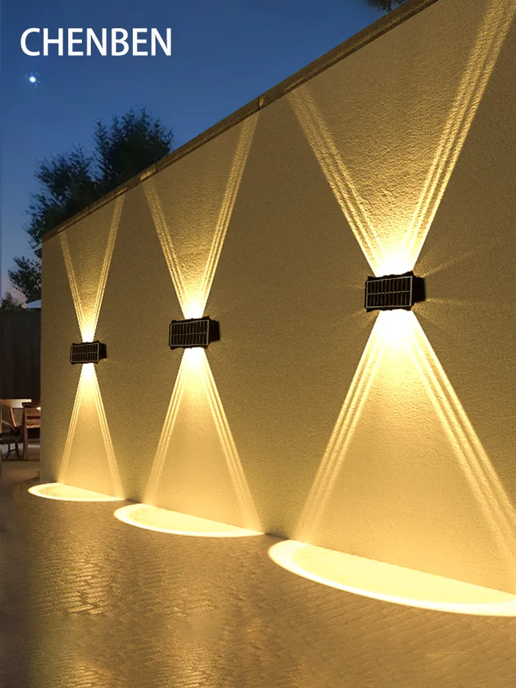 Solar Wall Lamp Outdoor Warm Light Waterproof Up And Down Luminous Lighting Balc