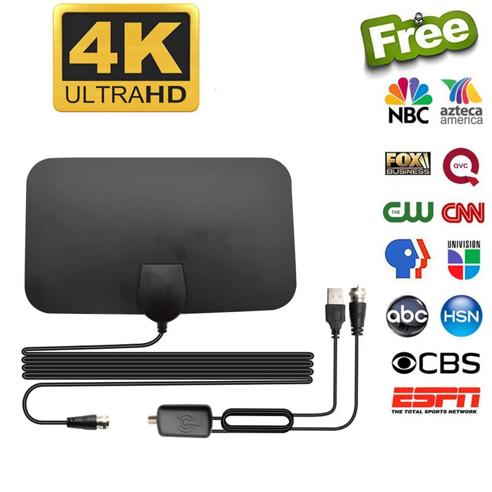TV Antenna 4K 25DB High Gain HD TV DTV Box Digital EU Plug 3000 Miles Booster Ac